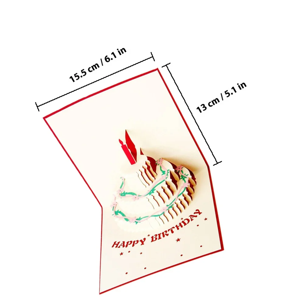 Music Birthday Cake Blessing Card Light Up 3D Birthday Greeting Card Party Decoration 3D Greeting Cards Paper Blessing Cards