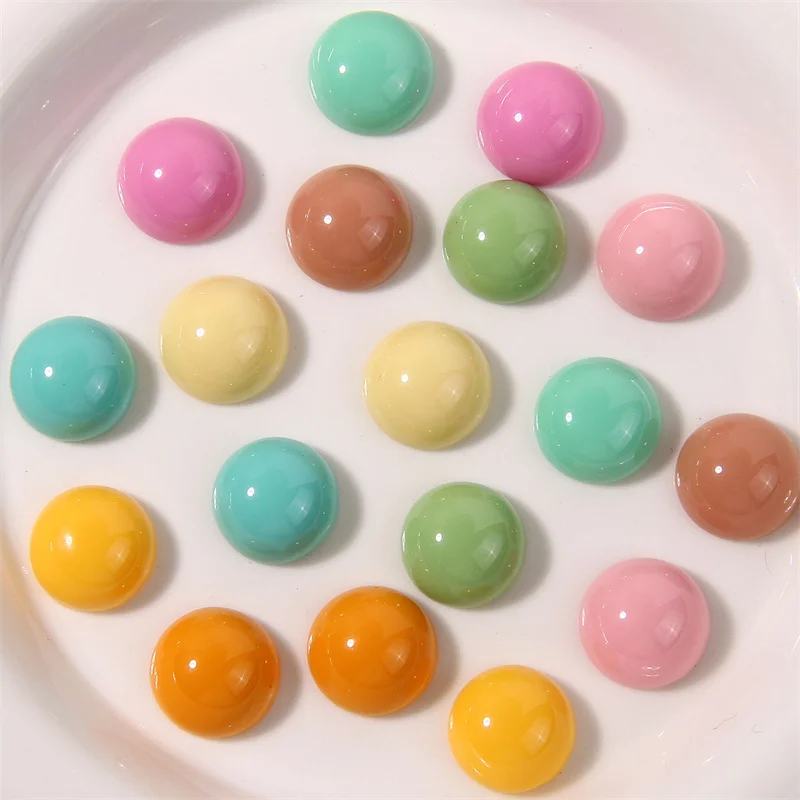 Summer style 100pcs/lot 16mm color print geometry rounds shape resin cabochon beads diy jewelry garment accessory