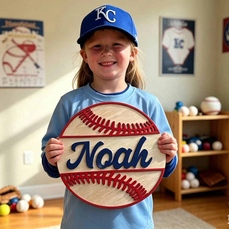 Personalized Baseball Name Sign Baseball Nursery Decor Boy Sports Room Custom Wall Art Baby Shower Gift for Child