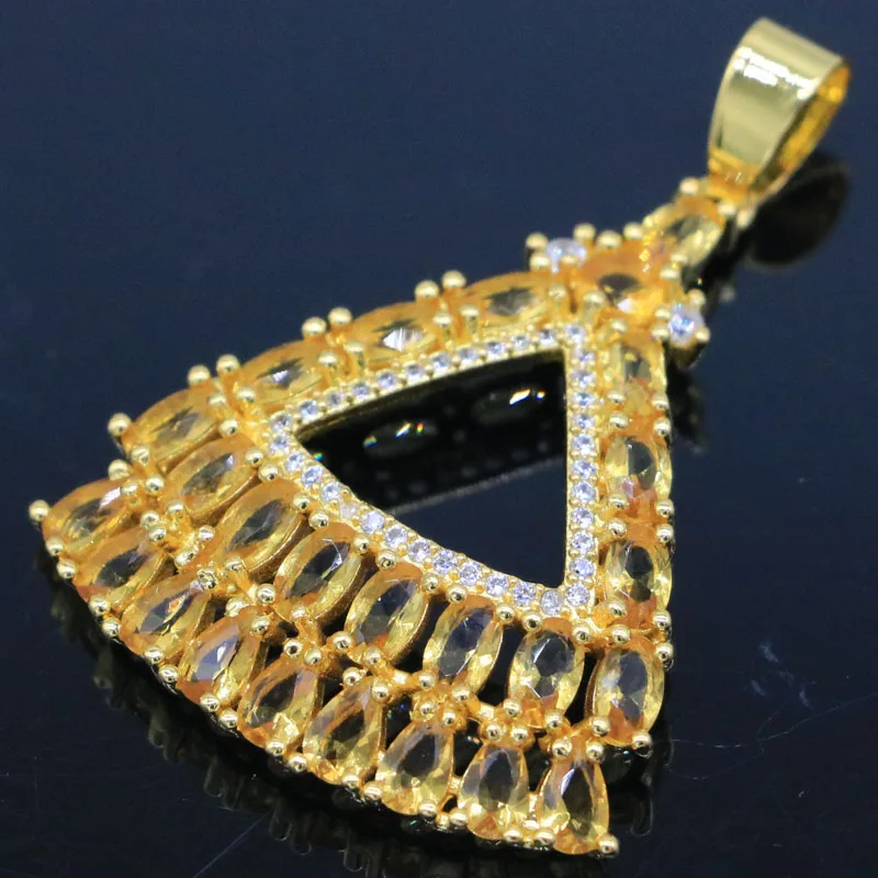 SheCrown اشتر 5 واحصل على 1 مجانًا 45 × 31 ملم الذكرى السنوية الذهبية سيترين الأبيض تشيكوسلوفاكيا النساء الزفاف قلادة الذهب والفضة #1