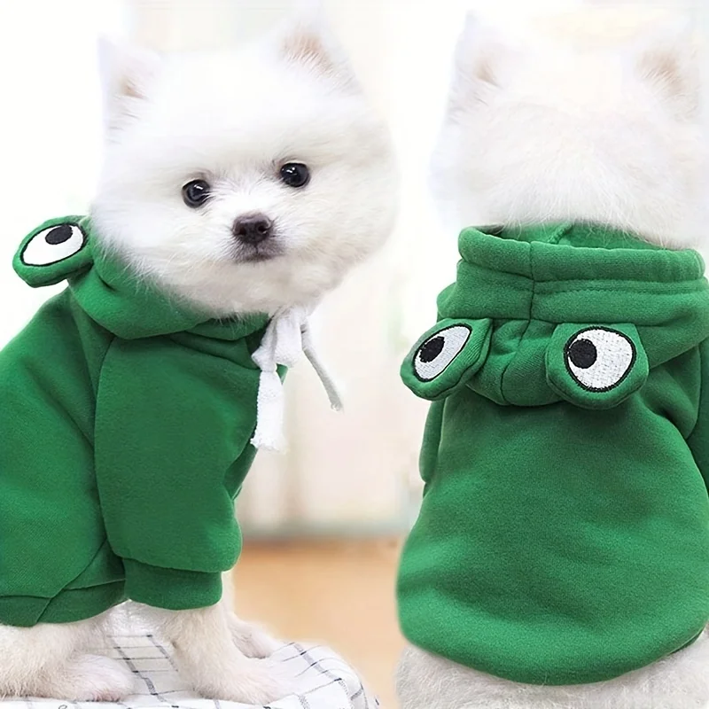 Adorable Green Frog Dog Sweater Dog Coats  Pet Clothes Pet Hooded Sweatshirt Pet Halloween Cosplay 1pc