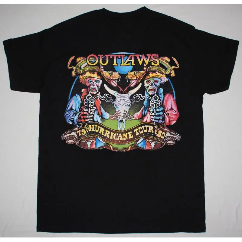 1979 1980 تي شيرت The Outlaws Concert Tour أسود بجميع المقاسات