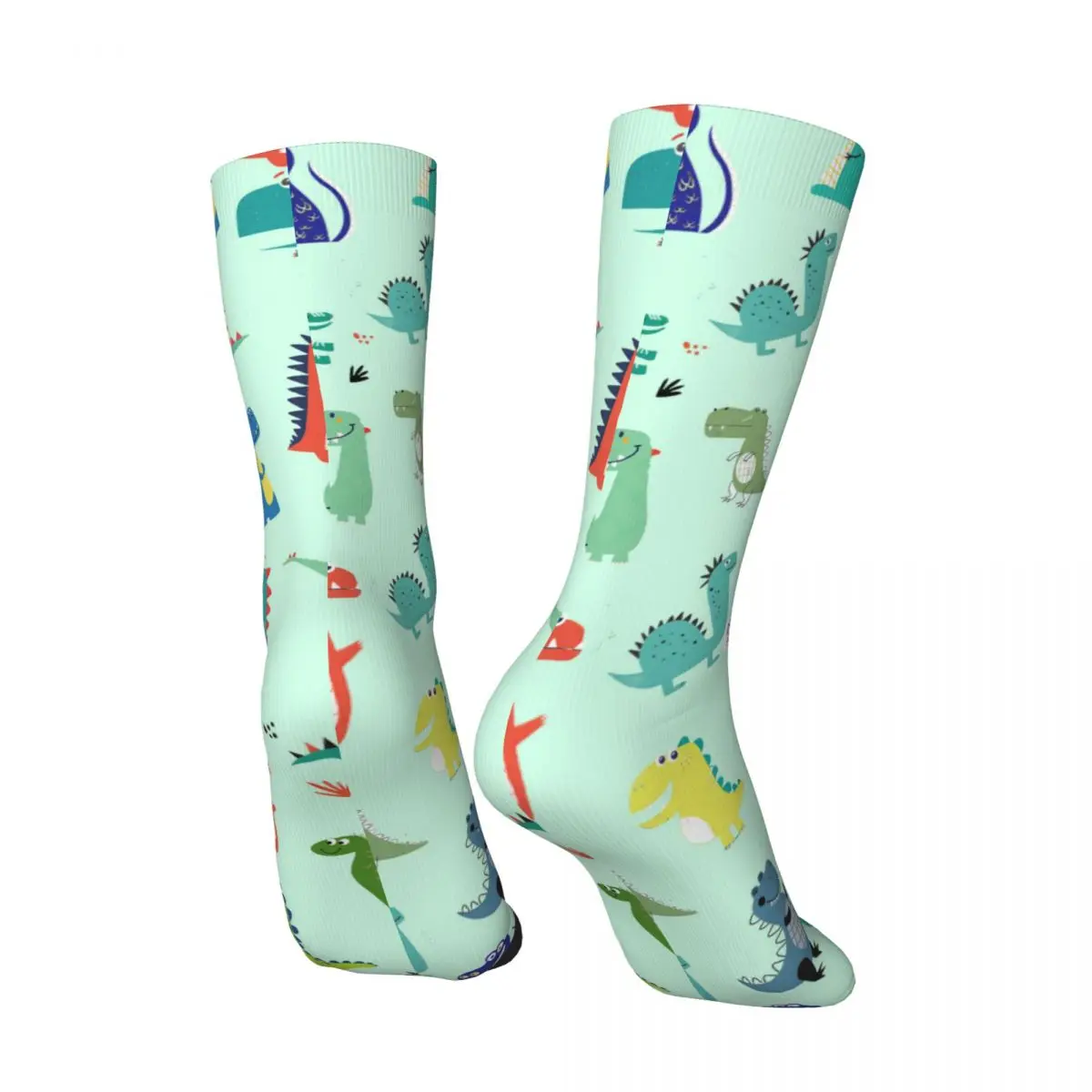 Vintage Cute Little Dinosaur Men's compression Socks Unisex Harajuku Seamless Printed Novelty Crew Sock