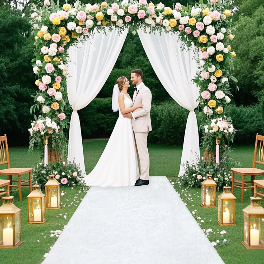 

FUHSY Белые дорожки для прохода на открытом воздухе, дорожки для прохода на свадьбу для свадьбы в помещении, бархатный ковер 4x25 футов, ковер в комплект входит ковер