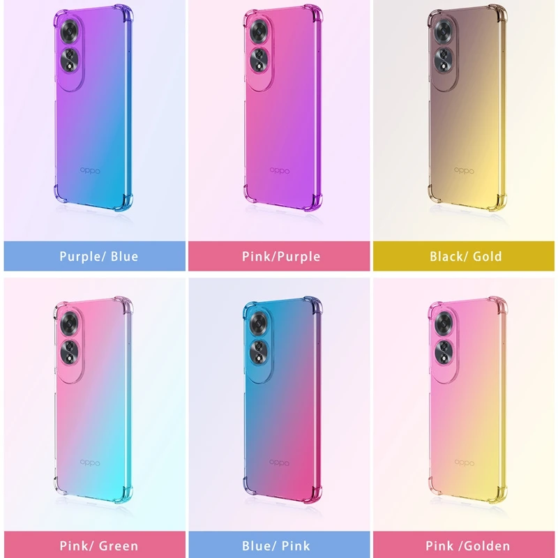 Gradient TPU Case for OPPO A80 5G A60 A40 A40M A79 5G A98 A78 A58 A38 A18 A3 Pro Protective Cover Shockproof Funda Coque Capa