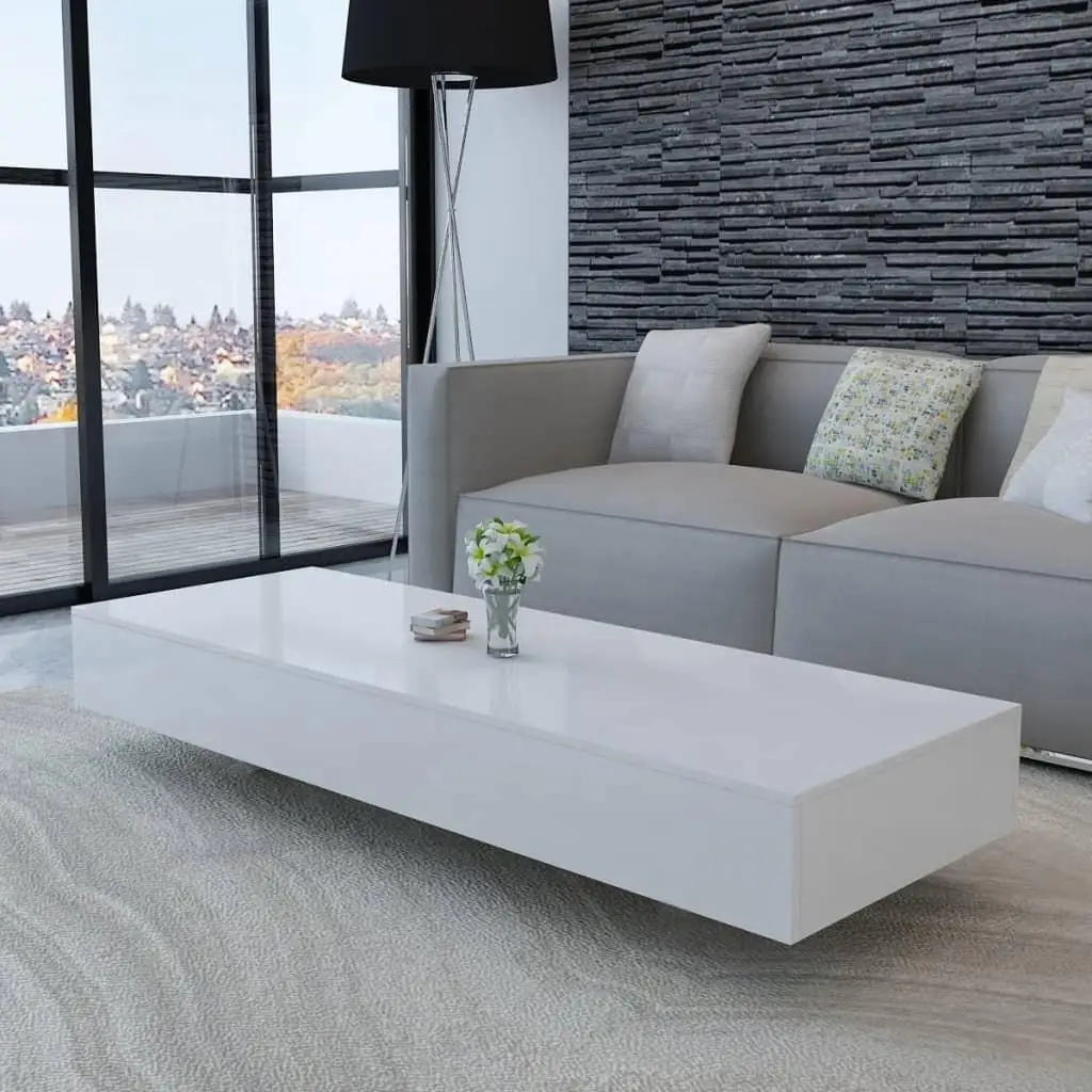 Modern High Gloss White Coffee Table - Stylish Living Room Furniture