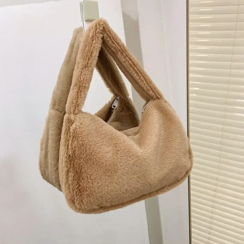 SLL08-Sac à Main Souple en Peluche pour Femme, Nouvelle Mode, Souple, Solide, pour Document, Fourre-Tout Moelleux, pour Automne