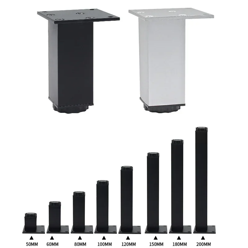 Aluminum Alloy Cabinet Foot Height Adjustable Furniture Support Legs Bearing 50KG/PCS Table Chairs Bed Sofa Square Level Feet image 4