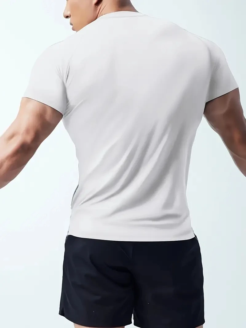 Fitness T-shirt with high elasticity, quick drying and breathable short sleeves suitable for sports running and fitness clothes image 3