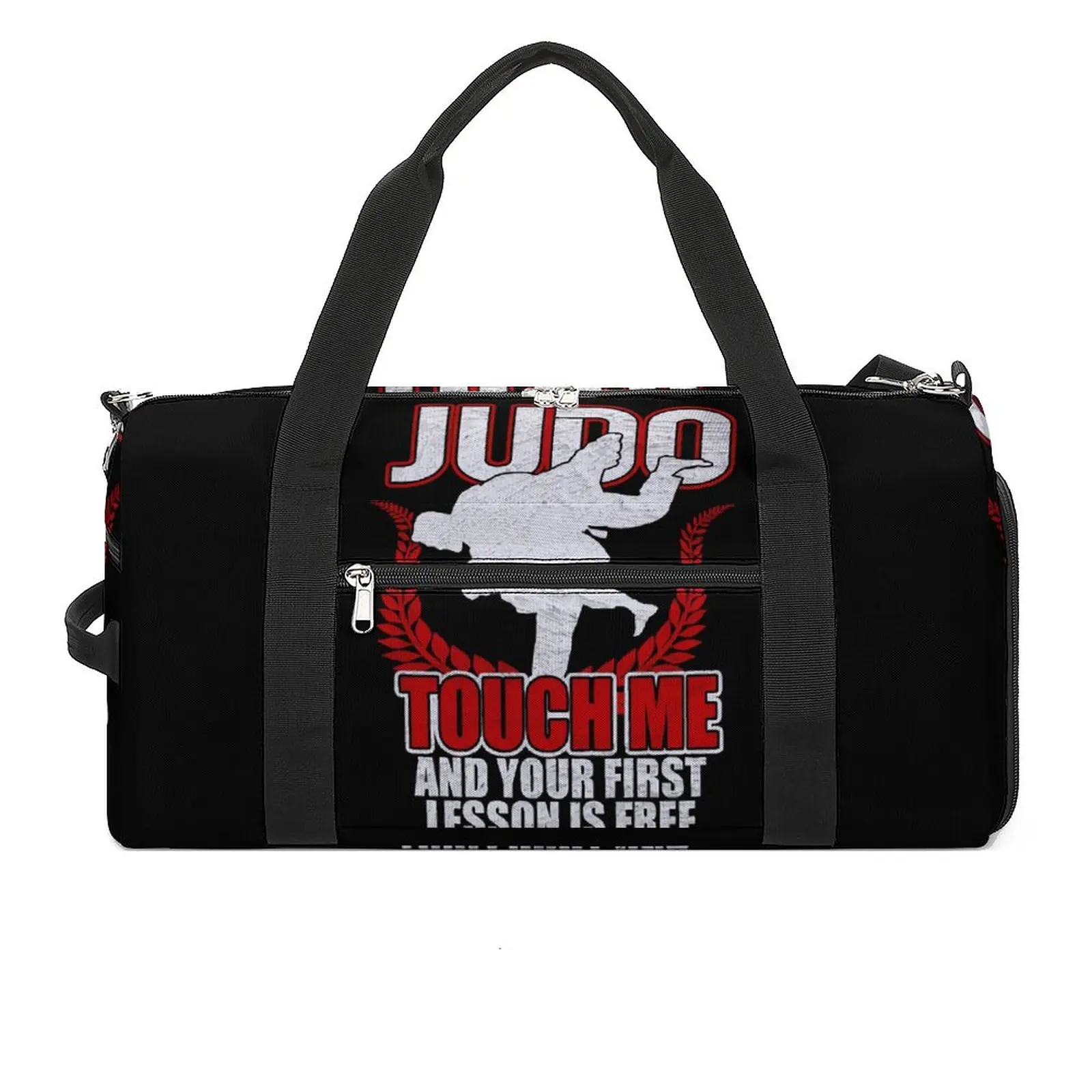 Judo Gym Bag Your First Lesson Is Free Travel Training Sports Bags Men Print Gym Accessories Retro Fitness Bag Portable Handbags