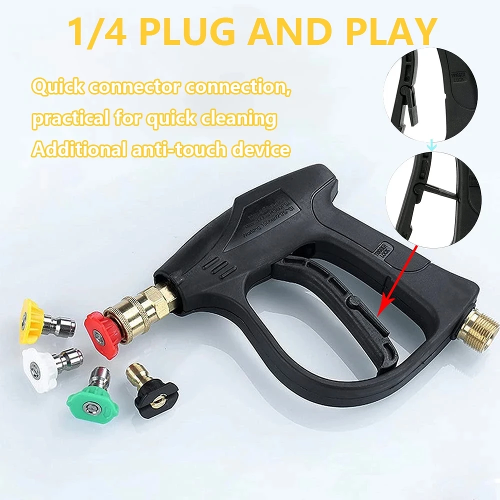 High Pressure Washer Water Gun M22 For Karcher Pressure Washer Gun With 1/4 Quick Connector Multi-angle Nozzle 345bar 5000psi