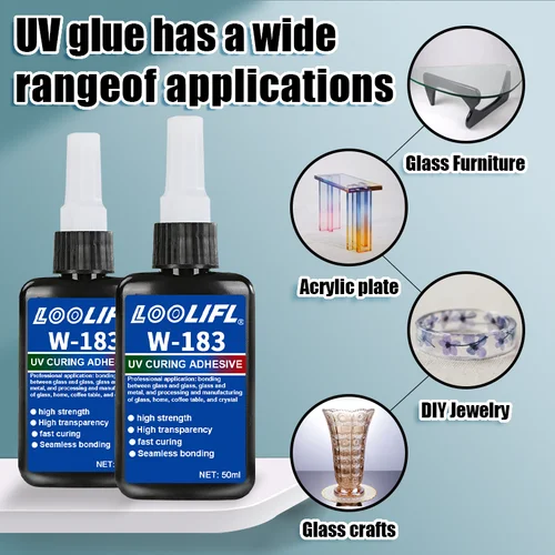 Imagen 2 del producto LOOLIFL Nuevo W-183 Fuerte 50ml UV Pegamento Adhesivo de Curado UV Cristal y Metal ABS Bonding Soldadura Con lámpara de curado UV