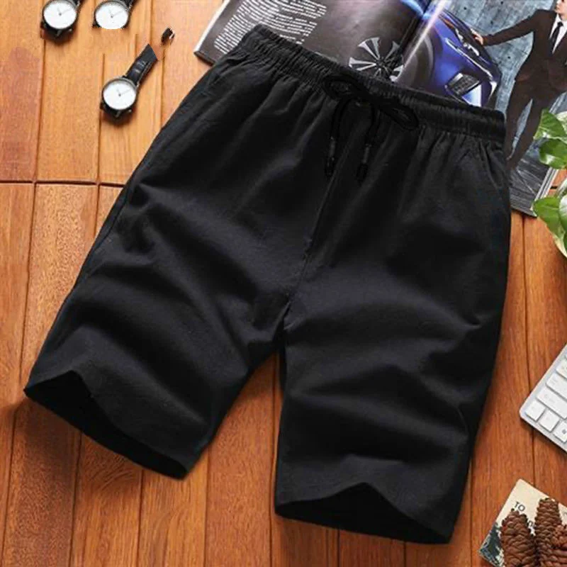 2020 Zomer Hot Shorts Mannen Effen Kleur Linnen Shorts Heren Zomer Losse Ademende Casual Shorts Strand Shorts Grote size