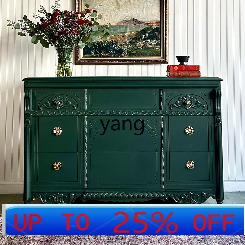 

LH living room carved porch cabinet villa entry solid wood American retro partition cabinet