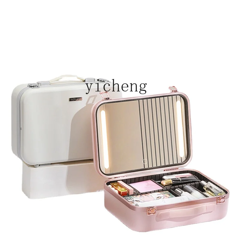 Zf Makeup Artist Cosmetic Case with Mirror Portable Led Light Storage Large Capacity Portable