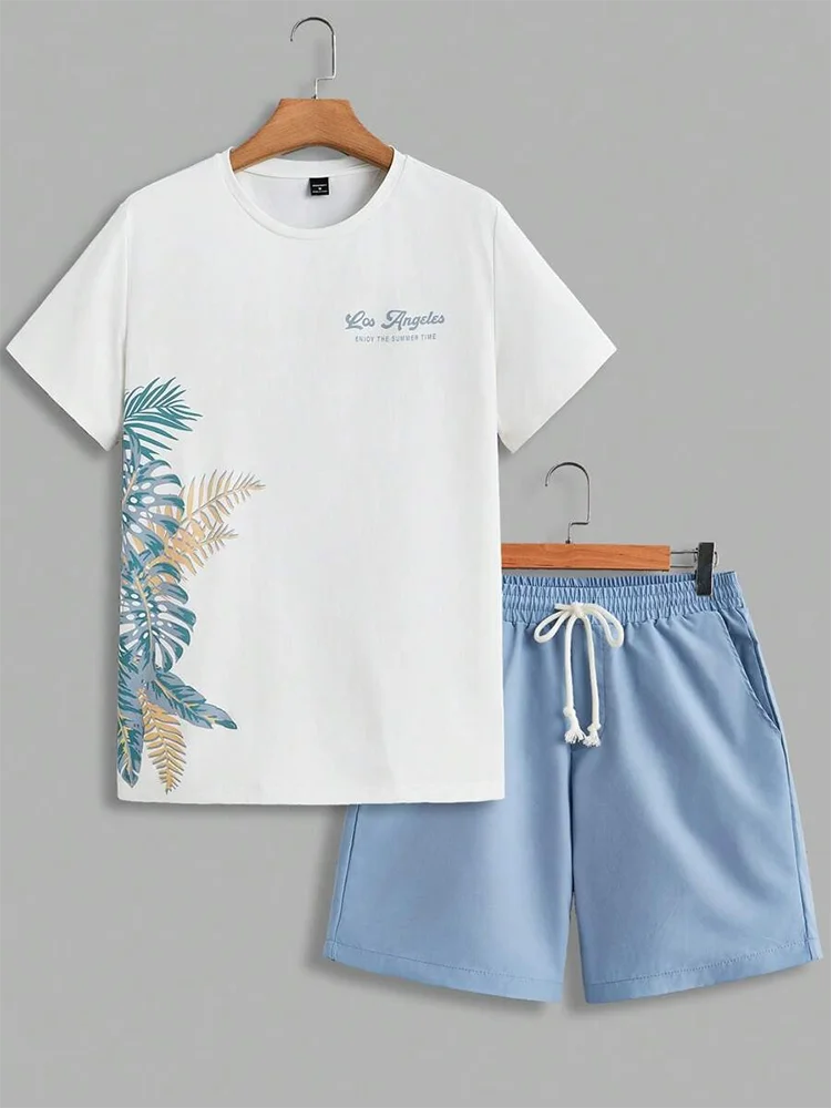 Ensemble T-shirt et short athlétiques pour hommes, manches courtes, rue de la ville, décontracté, fête à la piscine, pantalon de plage, mode estivale