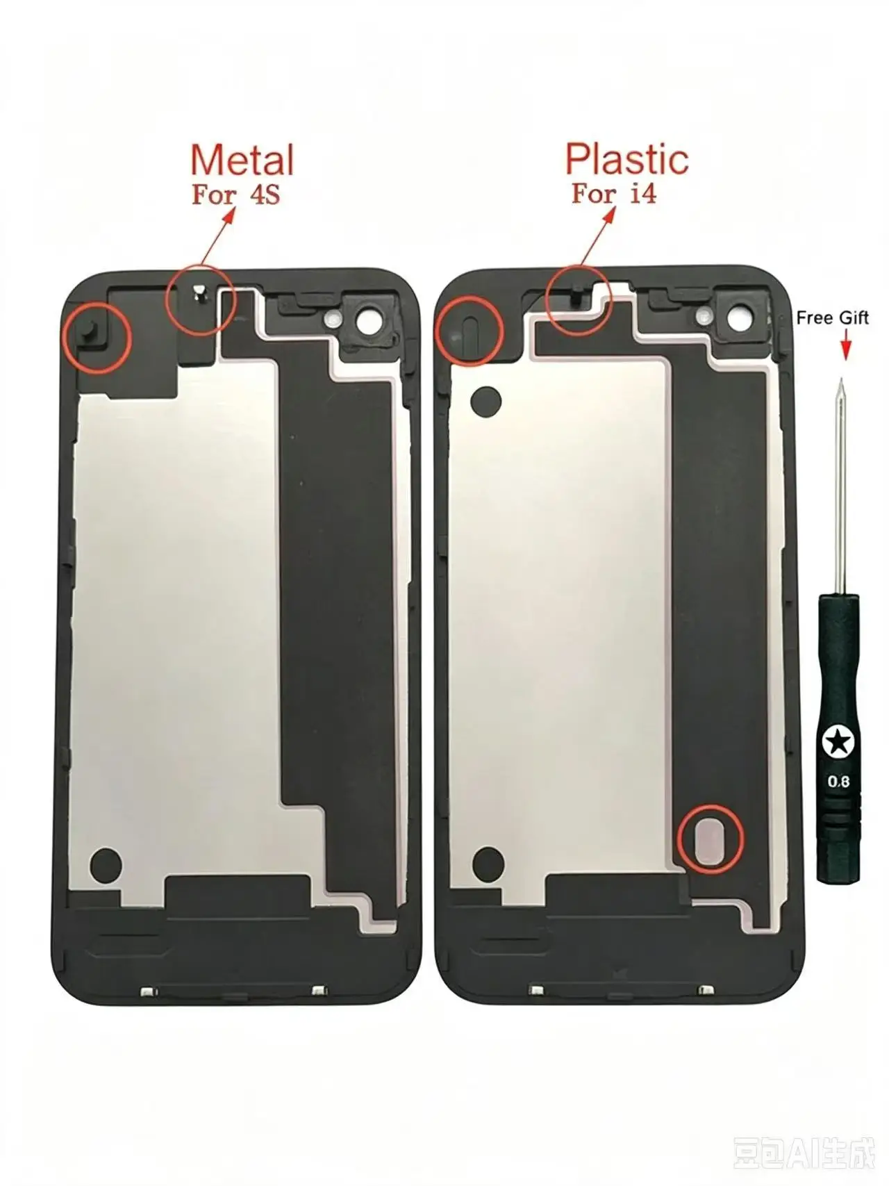 Tylna Krytka Obudowy (Szkiełko) do iPhone 4 4S, Panel Kryształowy, Pokrywa Baterii, Obudowa z Darmowym Prezentem — zdjęcie produktu 7