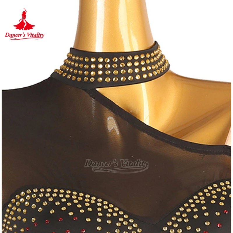 Dancer's Vitality Women Latin Dance Unilateral Long Sleeve Elegant Dresses Adult Chacha Samba Perform&Contest Clothes Customize