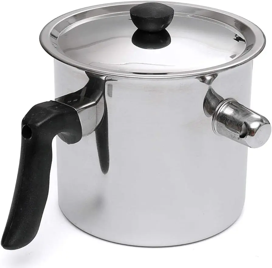 

Stainless Steel Double-Wall Milk Pot with Whistle, 1L/2L/3L Non-Spill Cooker for Porridge, Hot Chocolate, Induction Safe