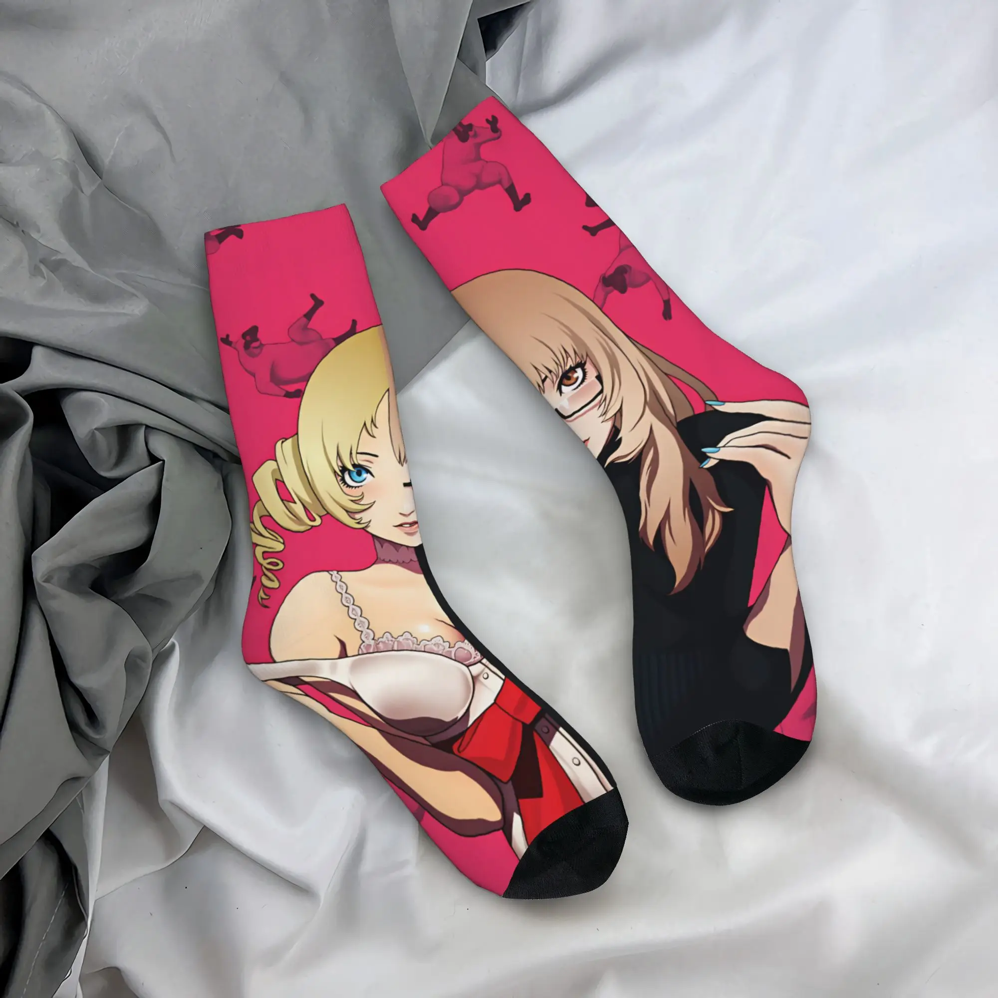 Funny C-Catherine Anime Socks Men Women Warm 3D Printed Game Basketball Sports Socks