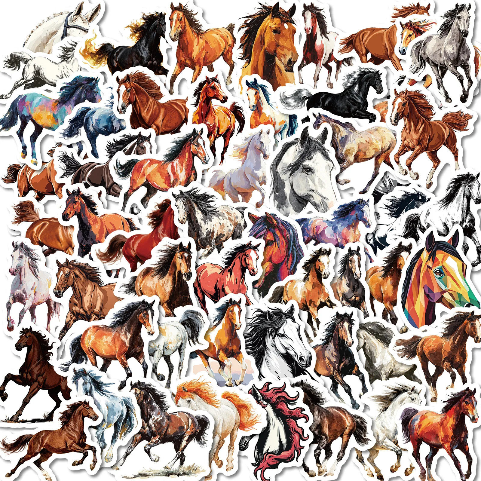 สติกเกอร์ลายการ์ตูนรูปม้า 56 ชิ้น สไตล์กราฟฟิตี้ ตกแต่งเท่ๆ สำหรับสมุดโน้ต มอเตอร์ไซค์ จักรยาน กันน้ำ ของเล่น ของขวัญ