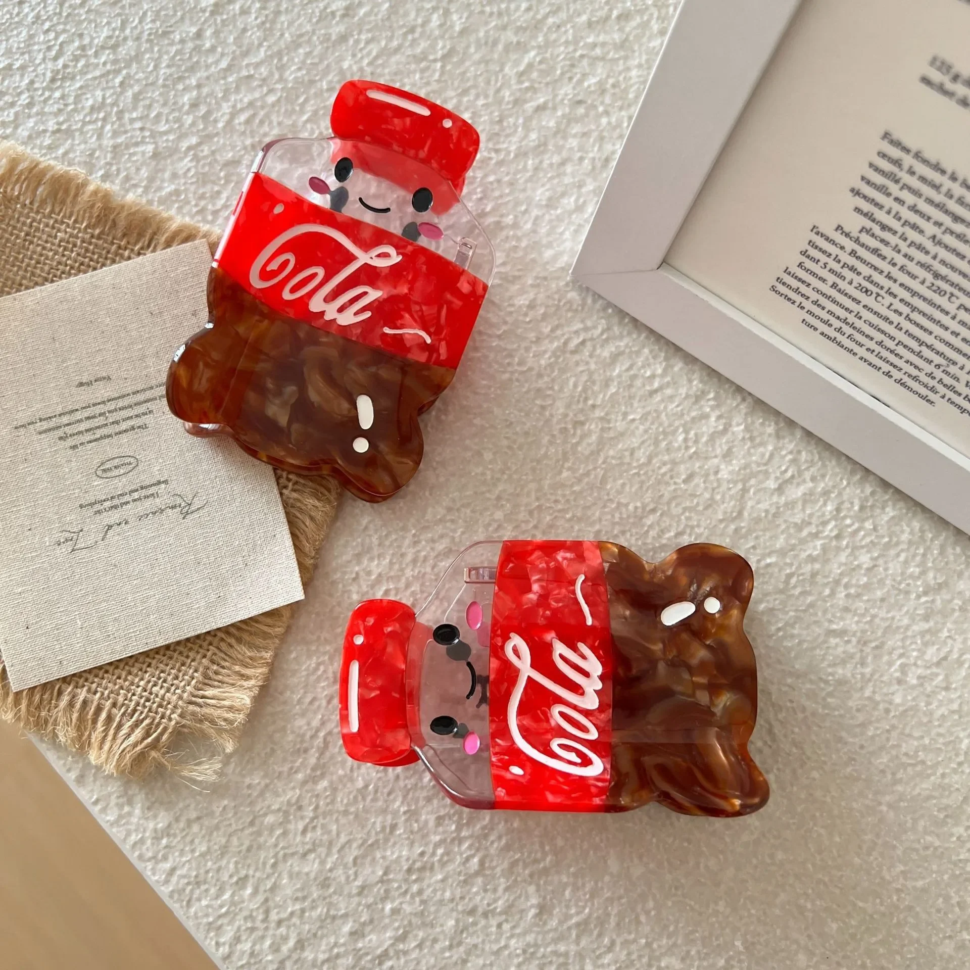 High-end Acetate Claw Clips Creative and Fun Cartoon Beverage Bottle Clips Cute Cola Shark Clip Fresh and Sweet Hair Accessories
