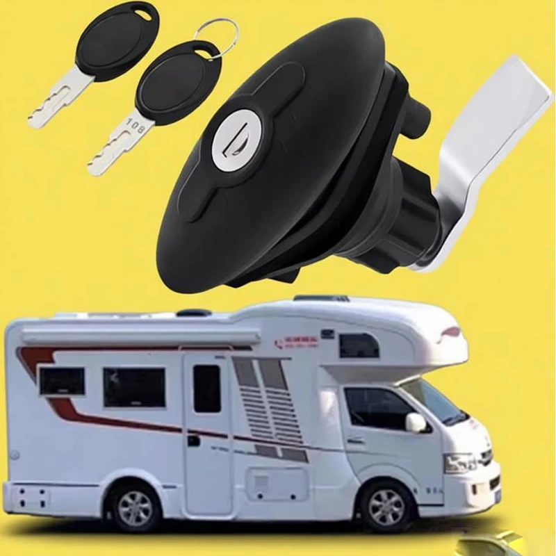 RV Caravan T-Handle Lock W/ 2 Keys RV Cabin Door Lock Compression Seal Lock Luggage Flat Cabin Door Lock For Caravan Motorhom