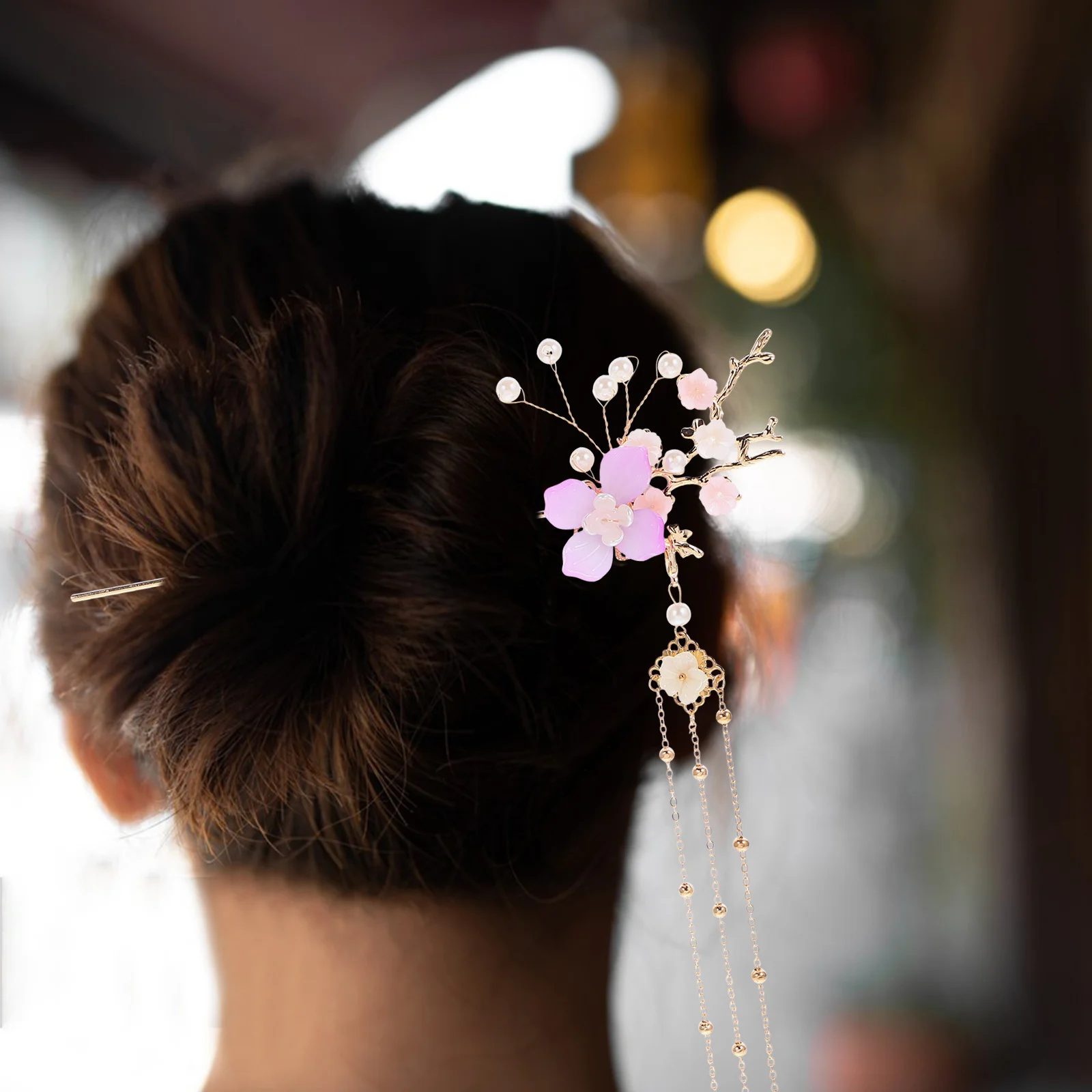 

Pearl Tassel Flower Hairpin Classical Ancient Hairpin Headdress Hanfu Hair Accessories for Parties Dance Photography