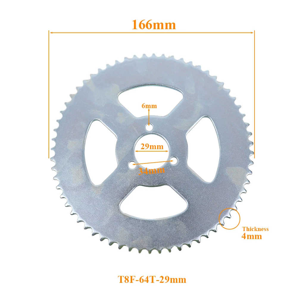 T8F Rear Chain Sprocket Silver T8F 35T 38T 44T 64T Tooth 29mm For 43cc 49cc Minimoto Gas Petrol Goped Scooters Accessories