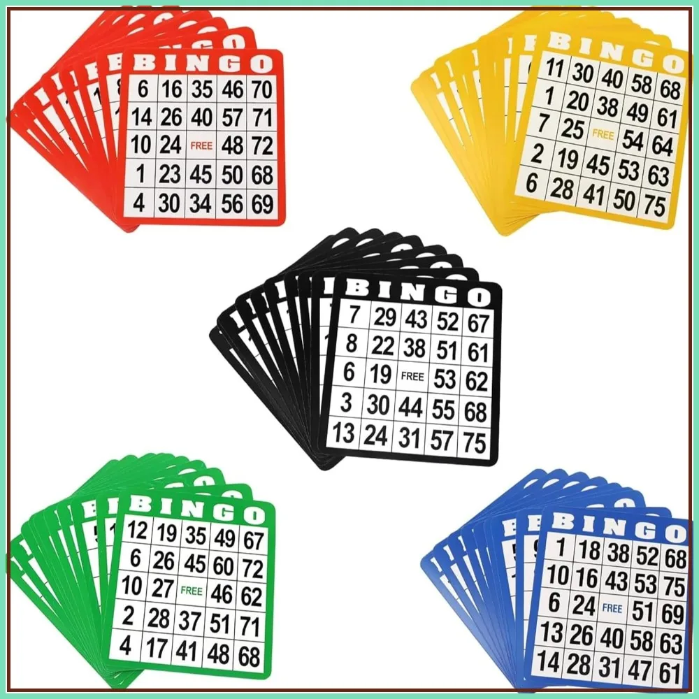 

100-Pack Multi-Color Bingo Game Cards, Easy Read Numbers, Reusable Paper Sheets for Large Groups, Parties