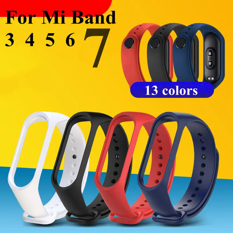 สําหรับ Xiao mi mi Band 7 สร้อยข้อมือกีฬานาฬิกาซิลิโคนสายรัดข้อมือ mi band 6 band5 สายรัดข้อมือสําหรับ Xiao mi mi band 3 4 5 สาย