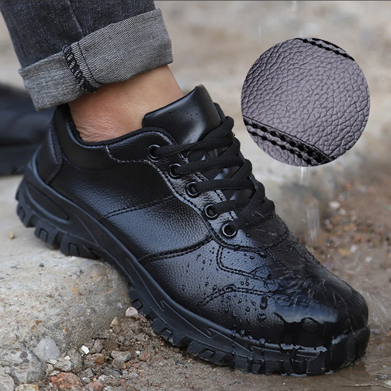 Breathable Lightweight Men Boots Leather Style Men Sneakers Indestructible Safety Shoes Women Steel Toe Work Boots LBX1218