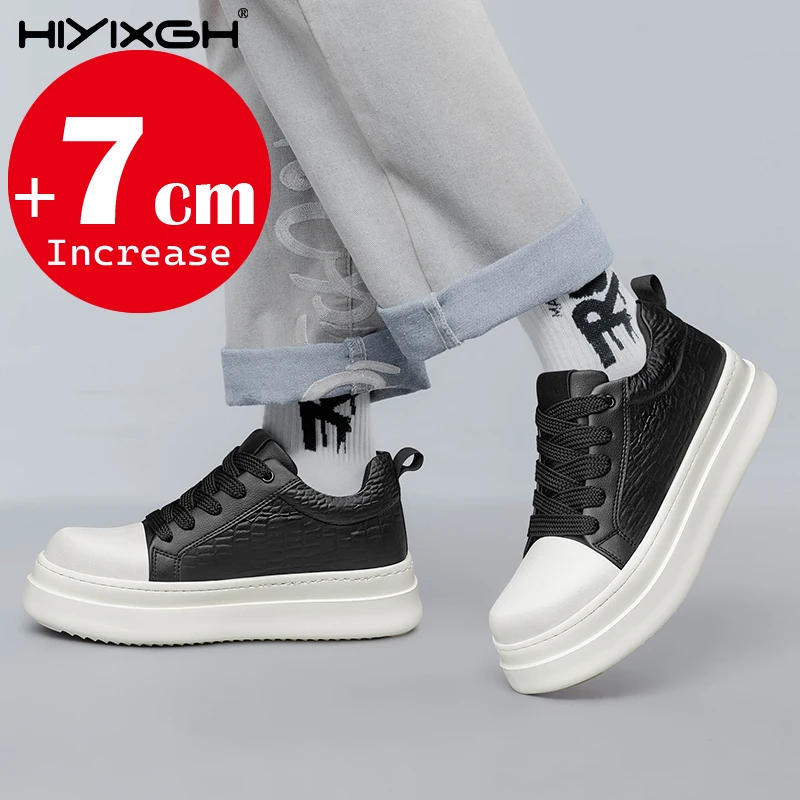 

Invisible 7CM Lift Heighten Soft Leather Casual Men Shoes Comfortable Anti Slip Wear Resistant Sports Elevator Sneakers For Men