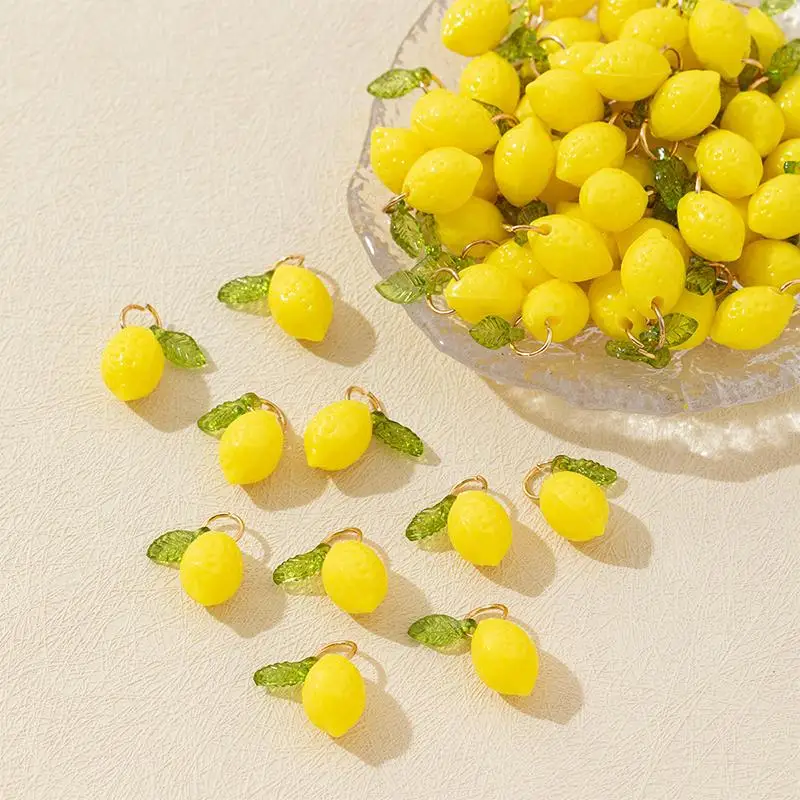 Small Clear Acrylic Lemon Charms Fruit DIY Pendants for Handmade Jewelry Bracelet Keychain Kids Craft Project Supplies view 6