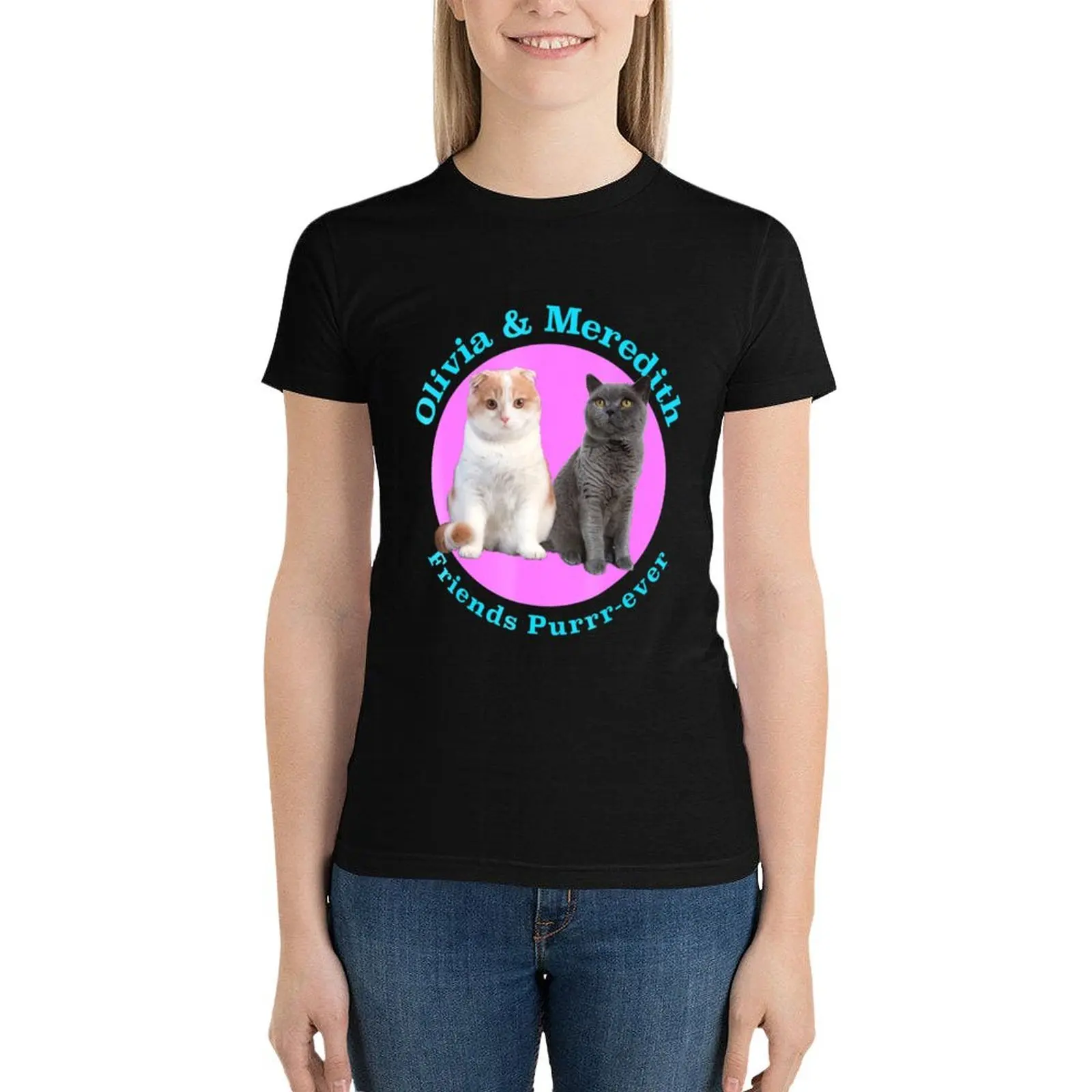 

Olivia And Meredith Shirt Friends Purrr Ever Cat Tee T-Shirt aesthetic clothes hippie clothes t-shirts for Women loose fit