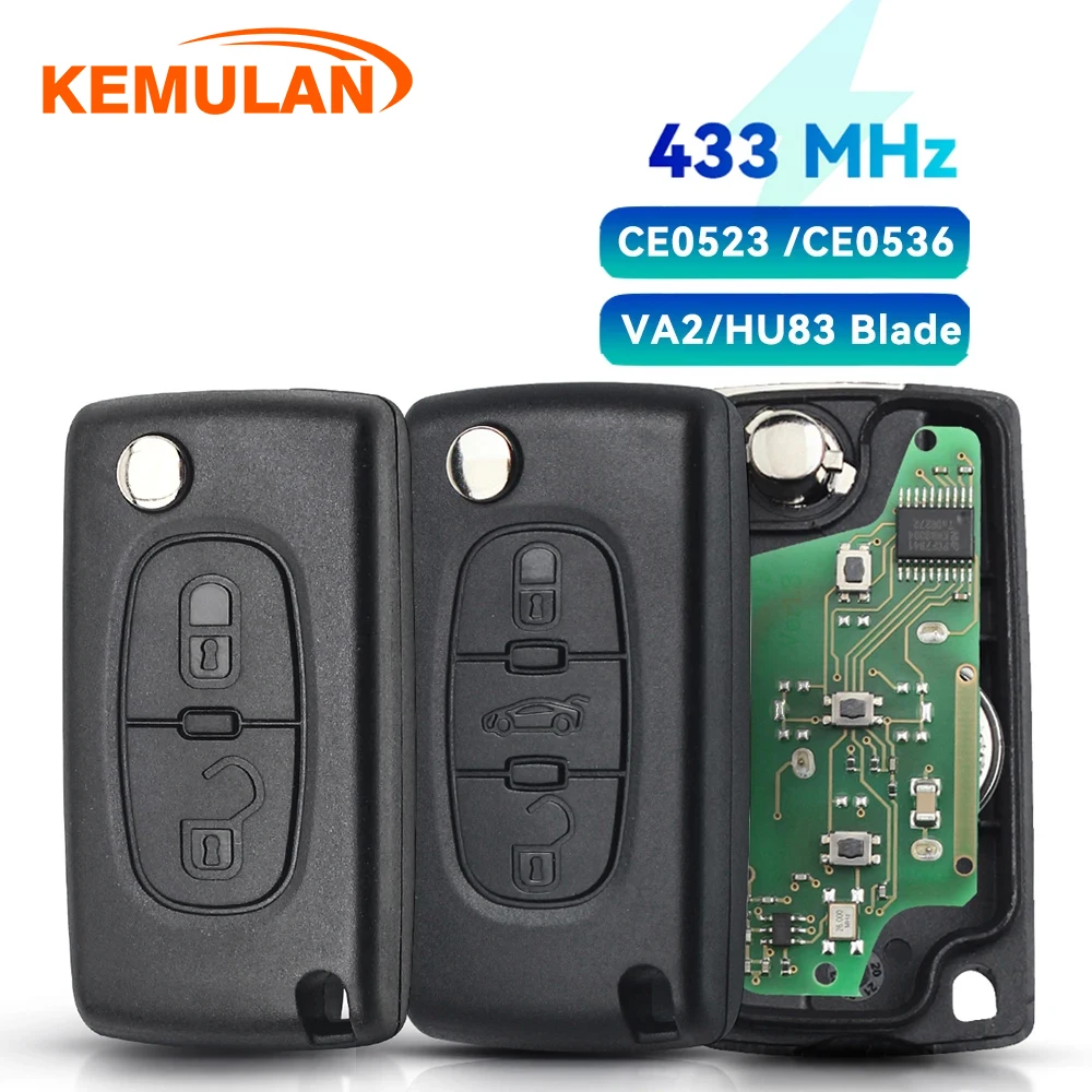

Выкидной ключ-пульт KEMULAN с 2/3 кнопками, 433 МГц, для Citroen C1 C2 C3 C4 C5 Berlingo Picasso, для Peugeot 207 307, ID46 CE0536 CE0523