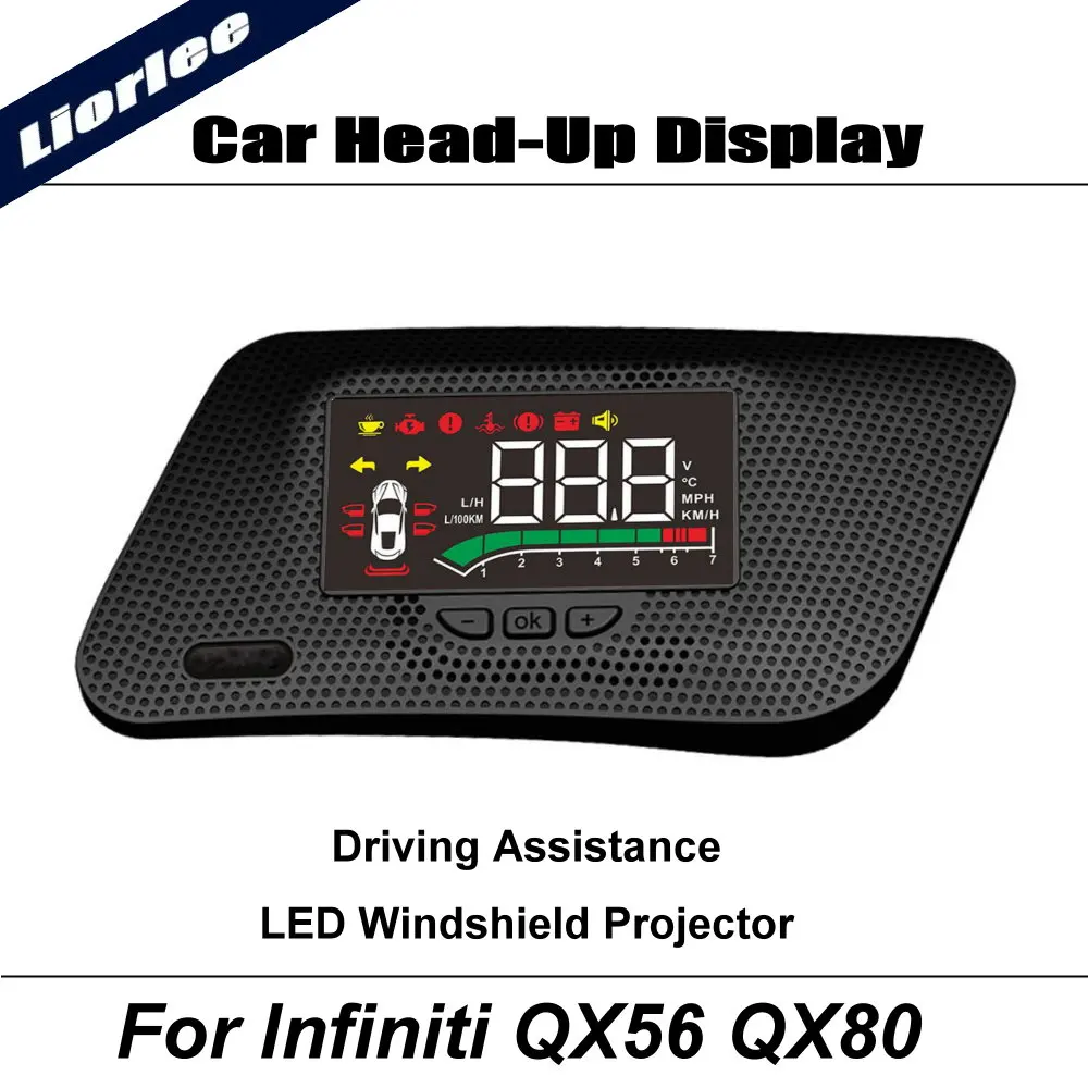 Car LED Projector For Infiniti QX56 QX80 Z62 2010-2024 Auto Head-Up Display HUD Accessories Windshield Safe Driving Assistance