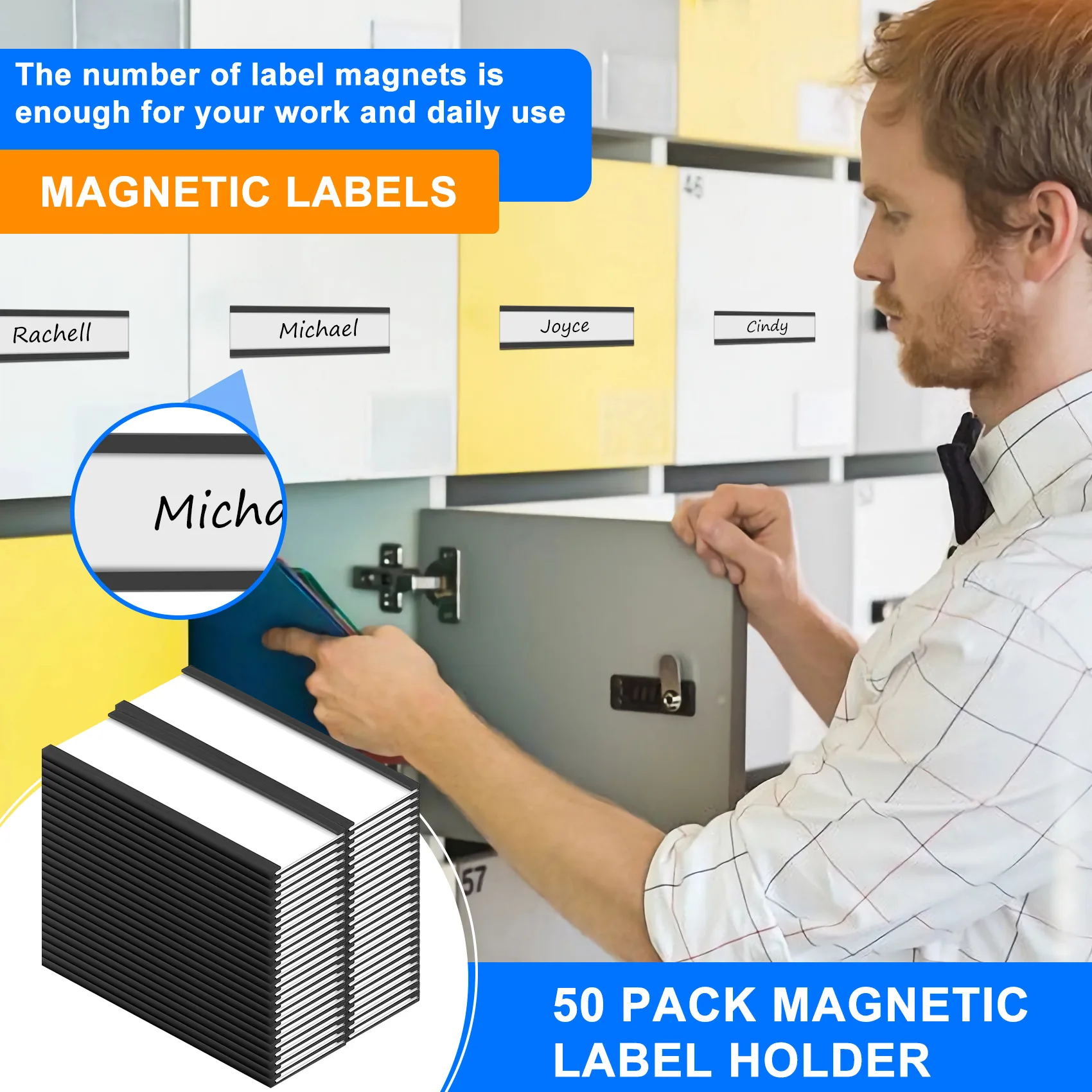 

L72A-50 Pack C Channel Magnetic Labels Magnetic Data Card Holder With Clear Plastic Protector