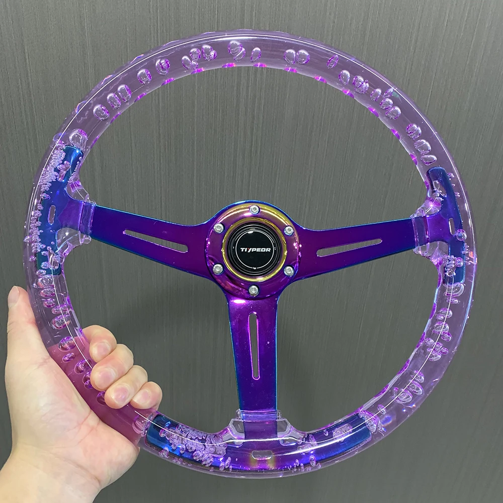 

14inch Neo Chrome JDM Acrylic Deep Corn Racing Sport Steering Wheel for sim Game