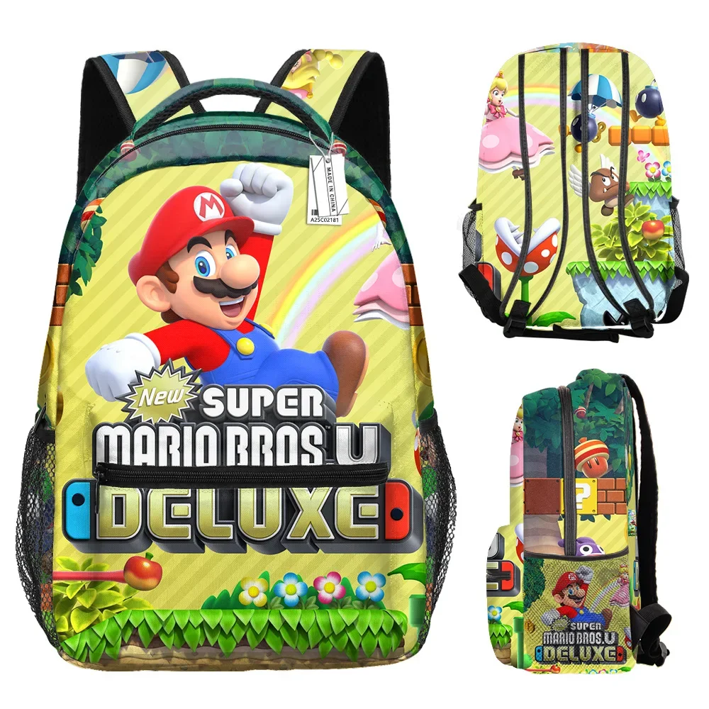 

Mario Super Mario Surrounding Print Backpack Children's Backpack Schoolbag Boys and Girls Backpack Lightening Zipper Shoulders