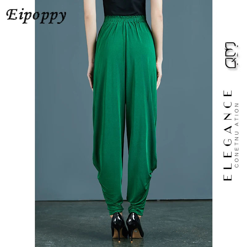 سراويل حريمي خضراء فضفاضة للتنحيف ، سراويل صيفية ، سراويل واسعة الساق ، سراويل متعددة الاستخدامات