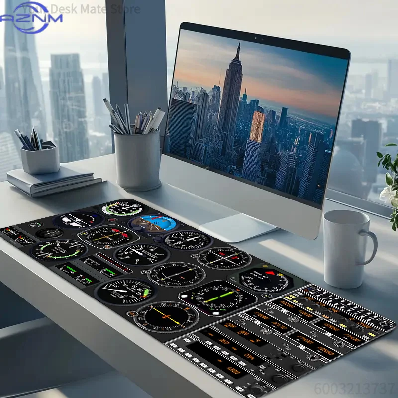 Aircraft Cockpit Instrument Panel Mousepad,Waterproof Non‑Slip Aviation Themed Mousepad Simulation Gaming Office Desk Accessory