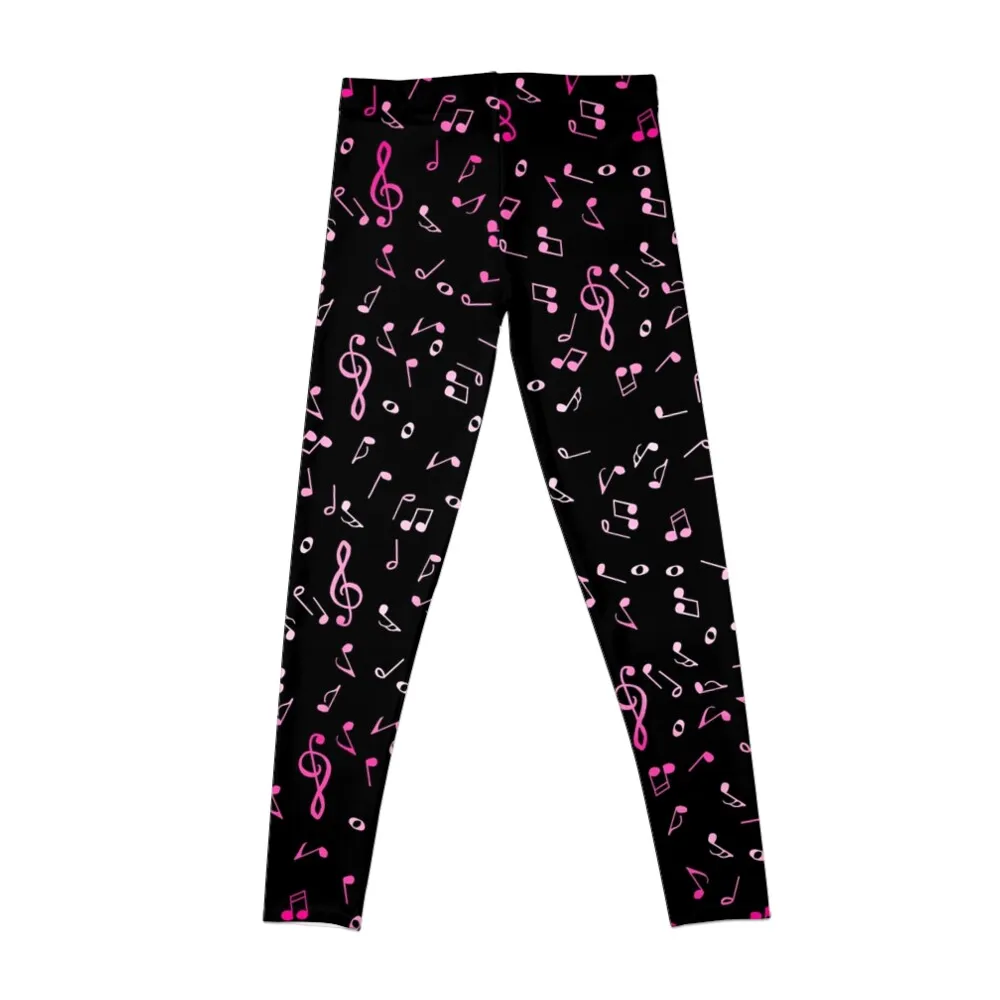 Pink Gradient Music Notes Leggings Women's high waist harem pants for physical Womens Leggings