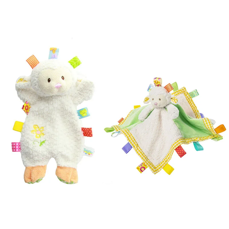 

Newborn Baby Soothe Appease Toys Cute Cartoon Sheep Stuffed Animal Plush Toy Comforting Taggies Blanket