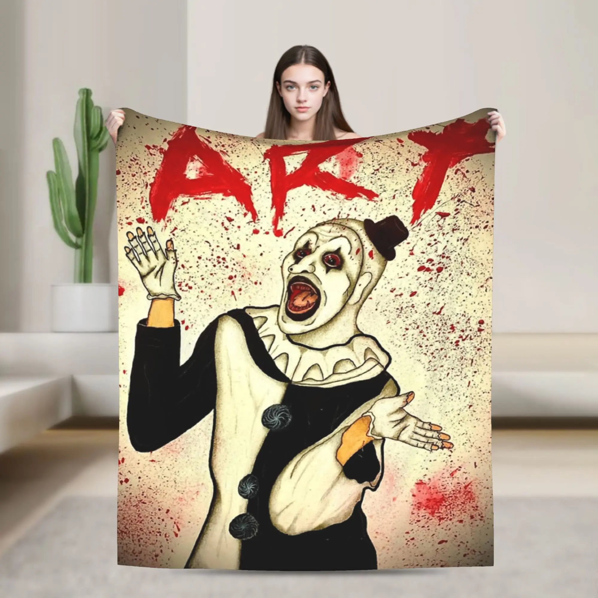 Terrifier Art The Clown Blanket Fleece Autumn/Winter  Portable Super Soft Throw Blanket for Sofa Bedroom Bedding Throws