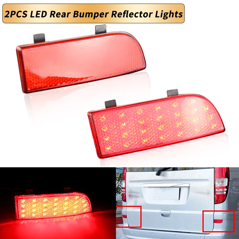 

2PCS Red/Black Lens Car LED Rear Bumper Reflector Stop Light Fog Lamps For Mercedes Benz W639 Vito Viano 2003-2014 2E0945105A