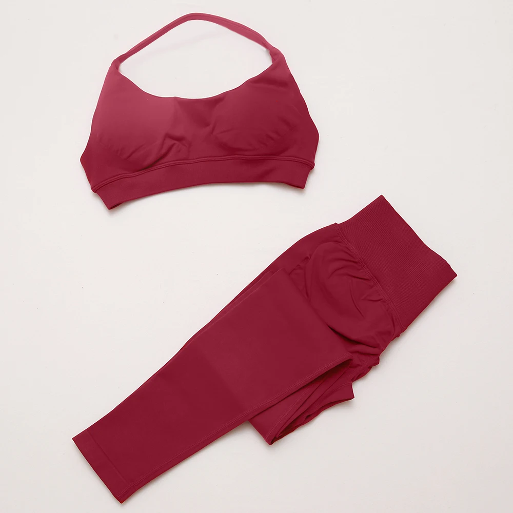 

2025 summer new yoga two-piece set, sports bra matching leggings two-piece set, women's fitness suit set
