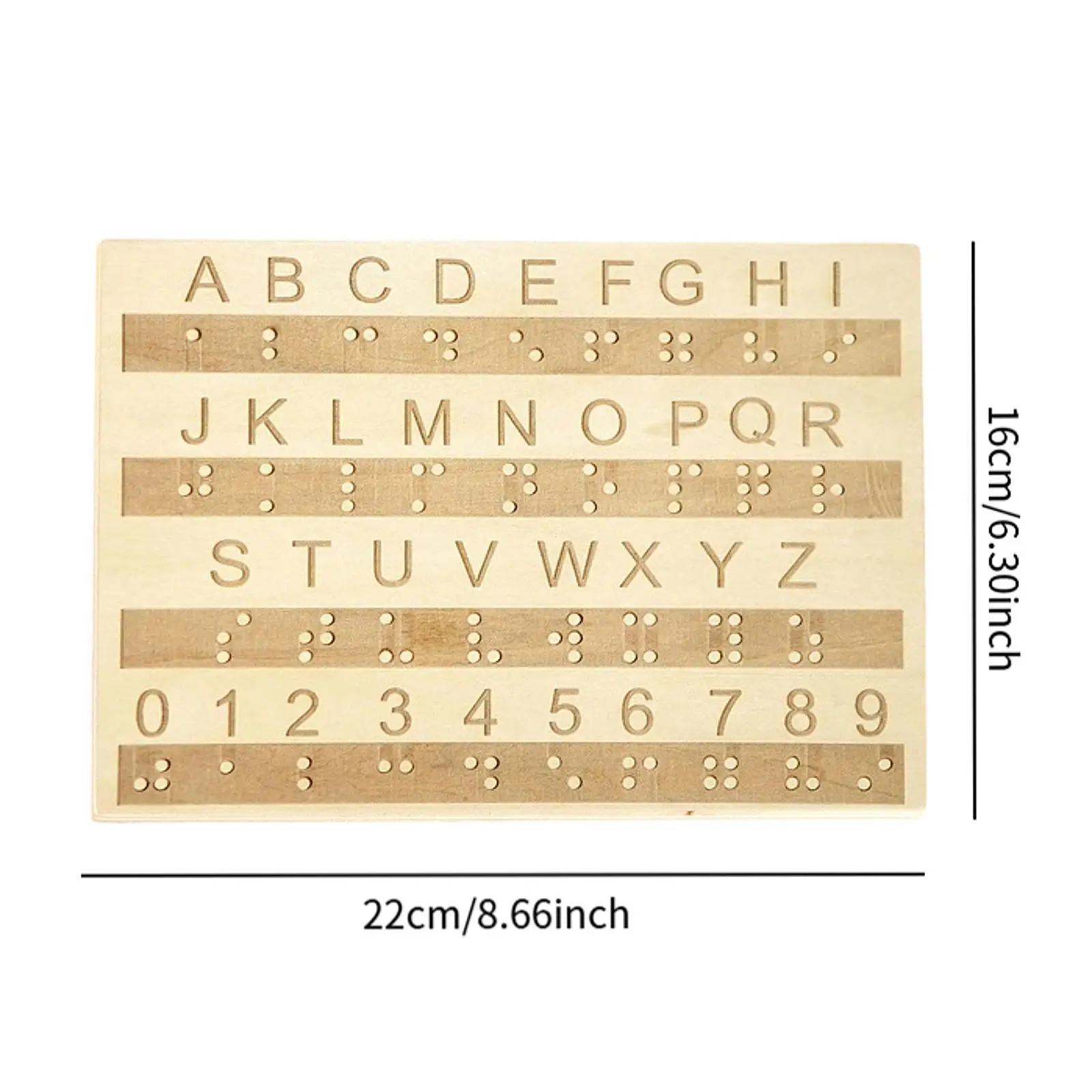 Braille English Alphabet Board Wood Fingerboard Learning Supplies for Visually Impaired Beginners Numbers Practice