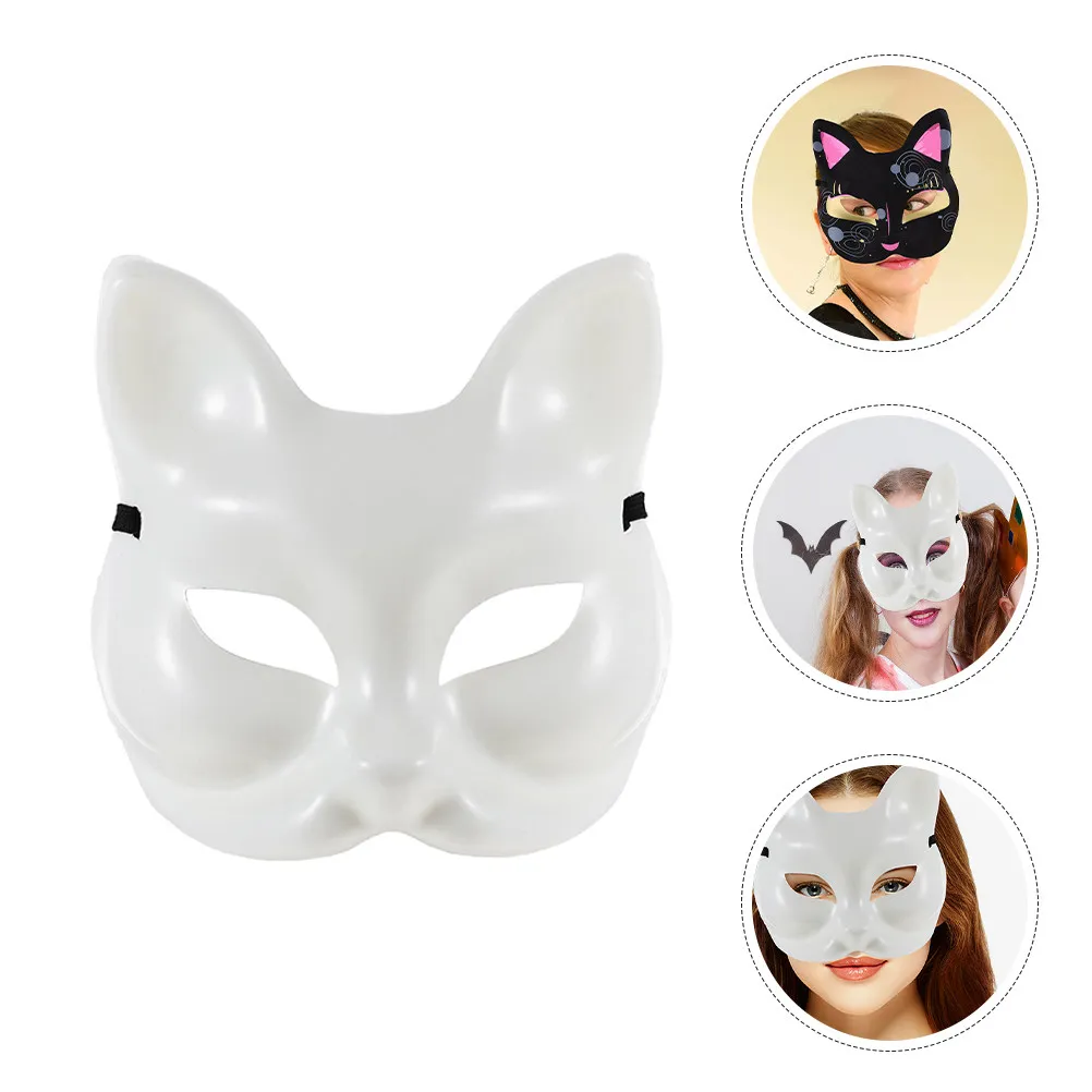 3pcs Halloween Fox Plastic Blank Diy Unpainted Craft Cosplay Masquerade Costume Accessory White Lightweight Handpainted Animal