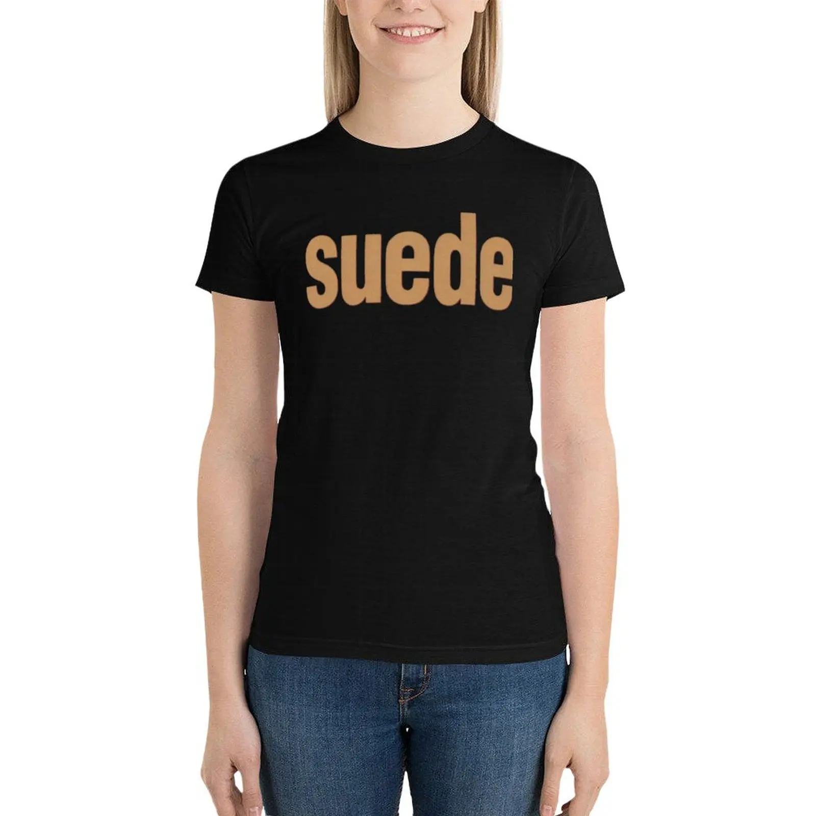 Suede Band Logo T-Shirt blacks animal print shirt for girls summer tops cute tops tops Women